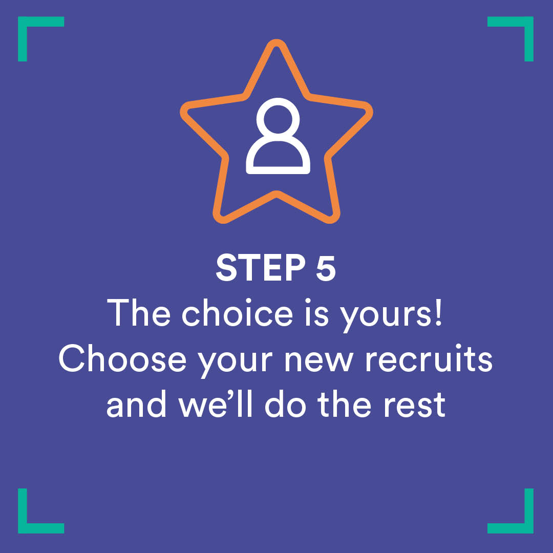 The choice is yours! Choose your new recruits and we’ll do the rest